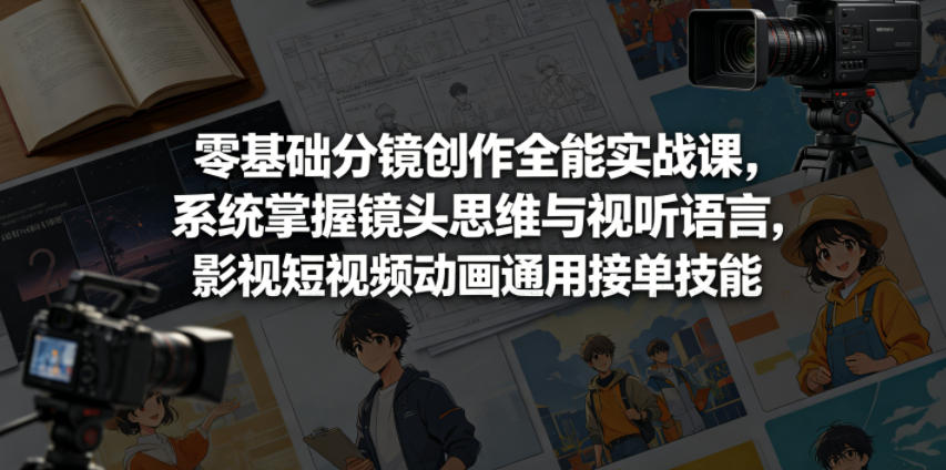 零基础分镜创作全能实战课，系统掌握镜头思维与视听语言，影视短视频动画通用接单技能-悟思笔记，一个低调的学习营。