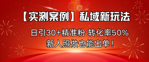【实测案例】私域新玩法，日引30+精准粉，转化率50%，新人照做也能出单！-悟思笔记，一个低调的学习营。