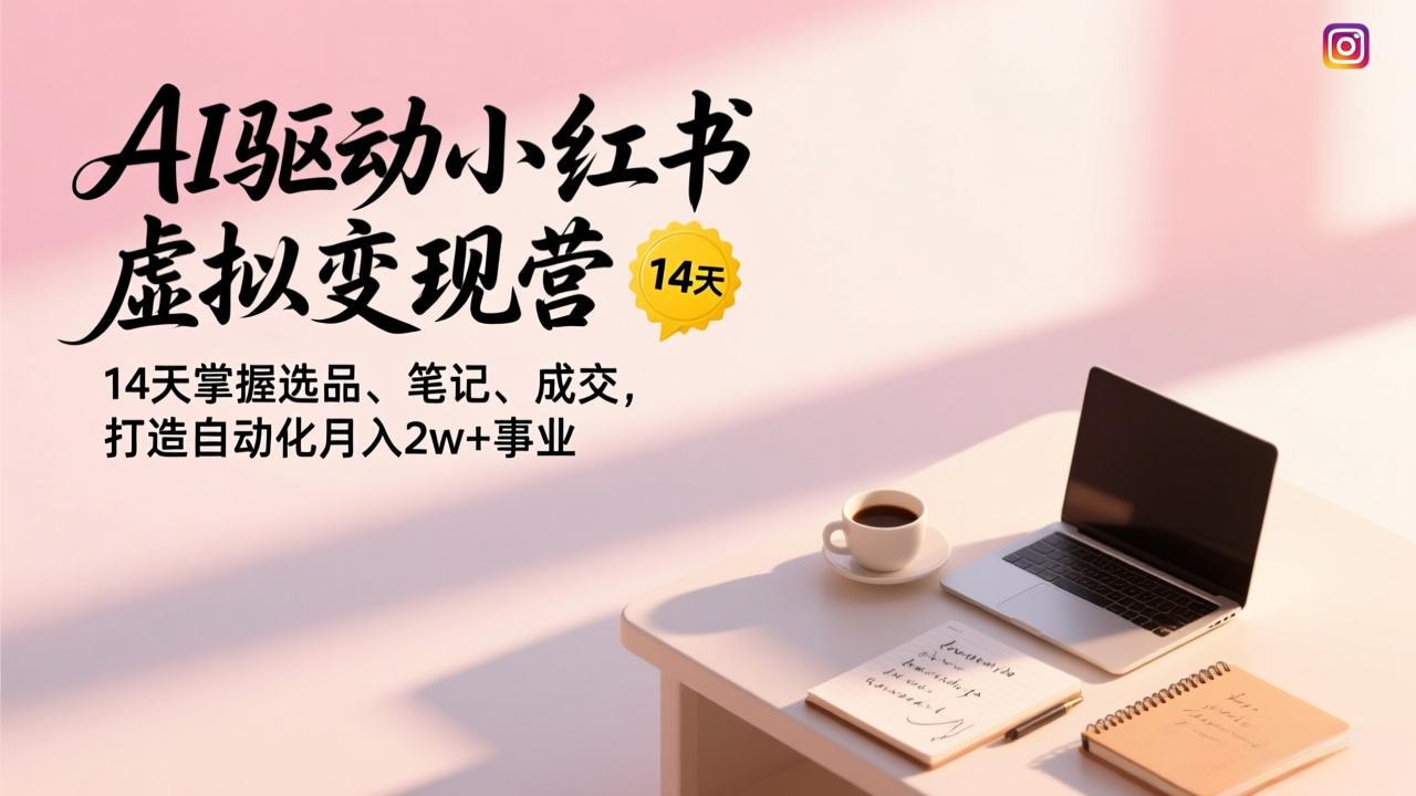 AI驱动小红书虚拟变现营，14天掌握选品、笔记、成交，打造自动化月入2w+事业-悟思笔记，一个低调的学习营。