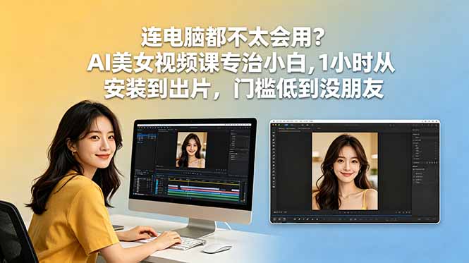连电脑都不太会用？AI美女视频课专治小白，1小时从安装到出片，门槛低到没朋友-悟思笔记，一个低调的学习营。