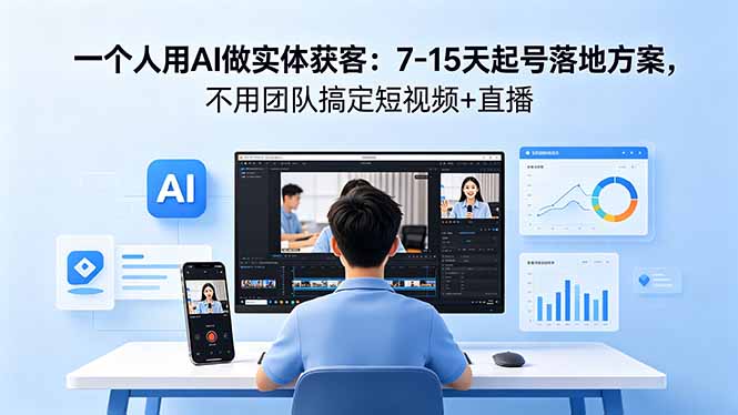 一个人用AI做实体获客：7-15天起号落地方案，不用团队搞定短视频+直播-悟思笔记，一个低调的学习营。