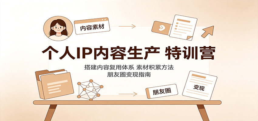 个人IP内容生产特训营：搭建内容复用体系，素材积累方法，朋友圈变现指南-悟思笔记，一个低调的学习营。
