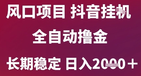 风口项目，六月最新玩法抖音无人挂G，全自动撸金，长期稳定 日入2k+【揭秘】-悟思笔记，一个低调的学习营。