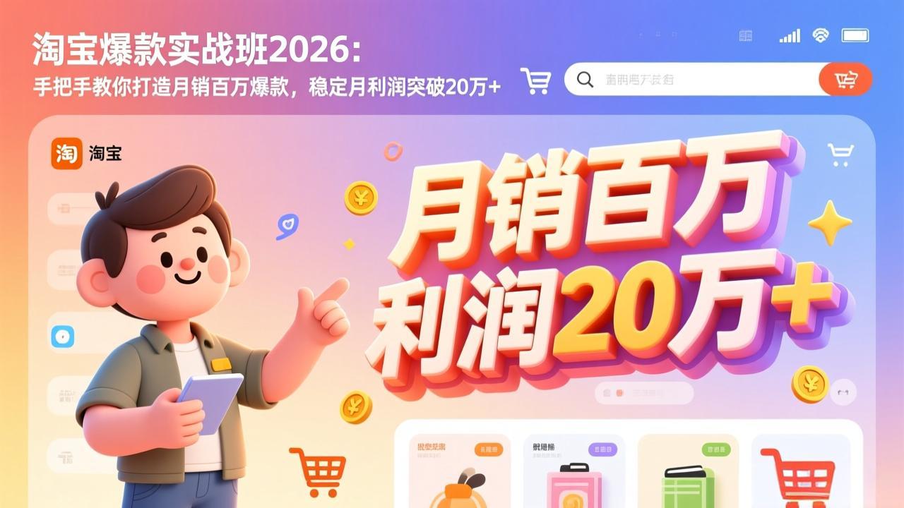 淘宝爆款实战班2026：手把手教你打造月销百万爆款，稳定月利润突破20万+-悟思笔记，一个低调的学习营。