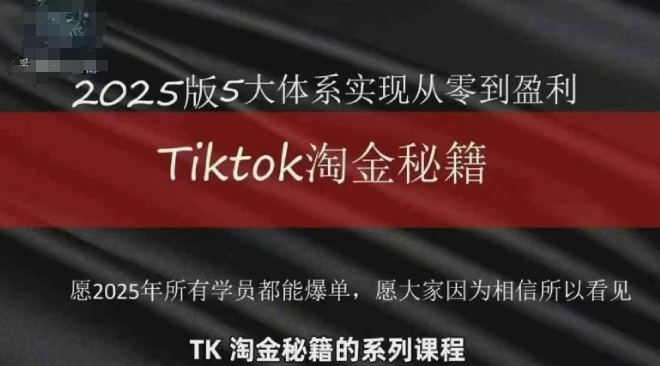 TikTok跨境2025淘金秘籍，​2025TikTok从0到盈利变现-悟思笔记，一个低调的学习营。