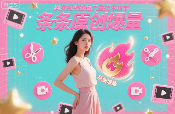 美女视频搬运去重技术教学，条条原创爆量-悟思笔记，一个低调的学习营。