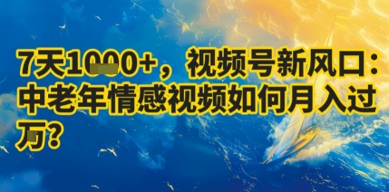 7天收益1k+，视频号新风口：中老年情感视频如何月入过W?-悟思笔记，一个低调的学习营。