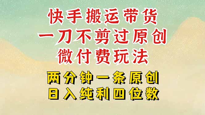 快手黑科技搬运带货，一刀不剪过原创，微付费投流玩法，轻松日入四位数…-悟思笔记，一个低调的学习营。