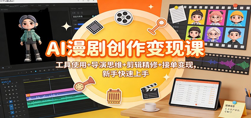 AI漫剧创作变现课：工具使用+导演思维+剪辑精修+接单变现，新手快速上手-悟思笔记，一个低调的学习营。
