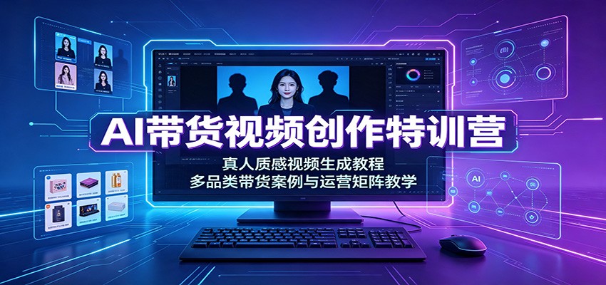 AI带货视频创作特训营：真人质感视频生成教程，多品类带货案例与运营矩阵教学-悟思笔记，一个低调的学习营。