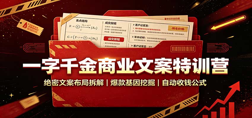 一字千金商业文案特训营：绝密文案布局拆解，爆款基因挖掘，自动收钱公式-悟思笔记，一个低调的学习营。