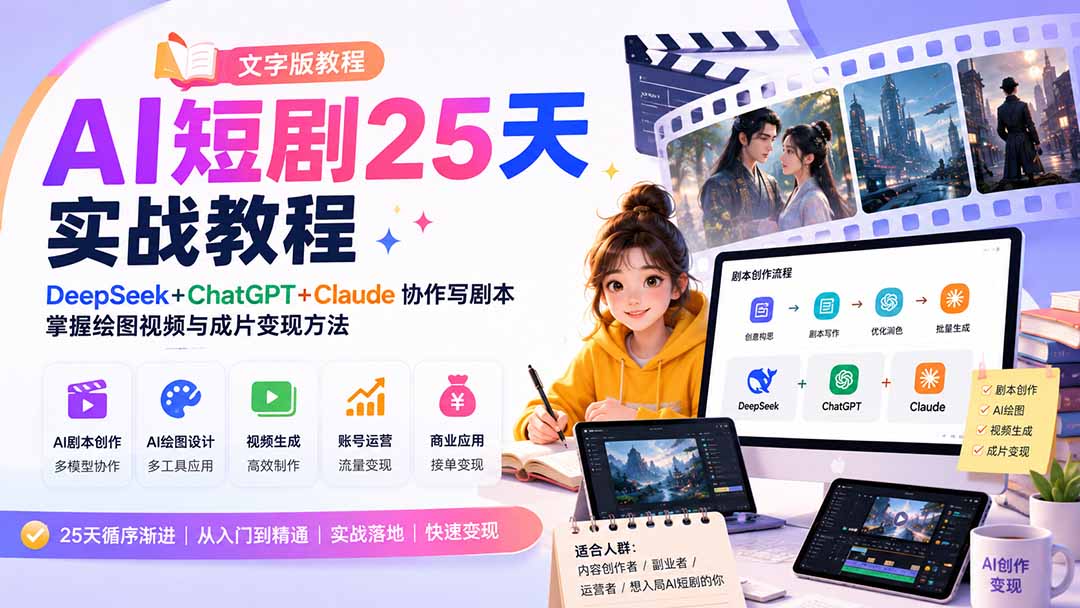 AI短剧25天实战教程(文字版教程-悟思笔记，一个低调的学习营。