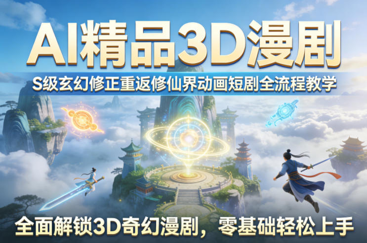 AI精品3D漫剧S级玄幻修正重返修仙界动画短剧全流程教学，全面解锁3D奇幻漫剧，零基础轻松上手-悟思笔记，一个低调的学习营。