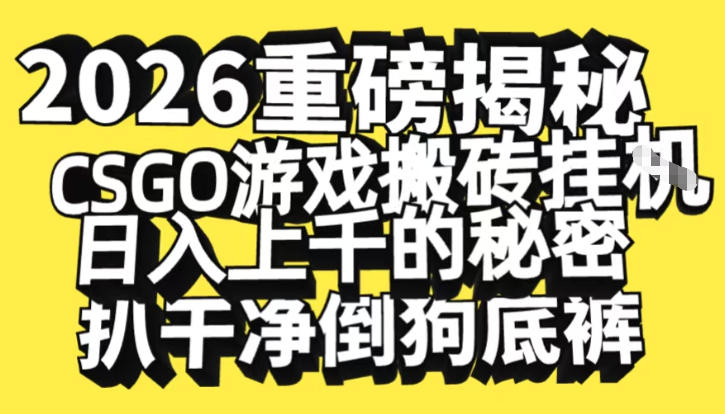 2026开年重磅解密，CSGO游戏搬砖挂G日入1k+的秘密，把倒狗的底裤扒干【揭秘】-悟思笔记，一个低调的学习营。