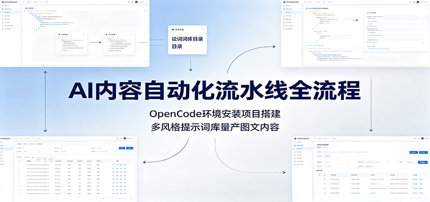 AI内容自动化流水线全流程：OpenCode环境安装项目搭建，多风格提示词库量产图文内容-悟思笔记，一个低调的学习营。