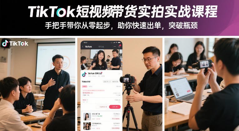 TikTok短视频带货实拍实战课程，手把手带你从零起步，助你快速出单，突破瓶颈-悟思笔记，一个低调的学习营。