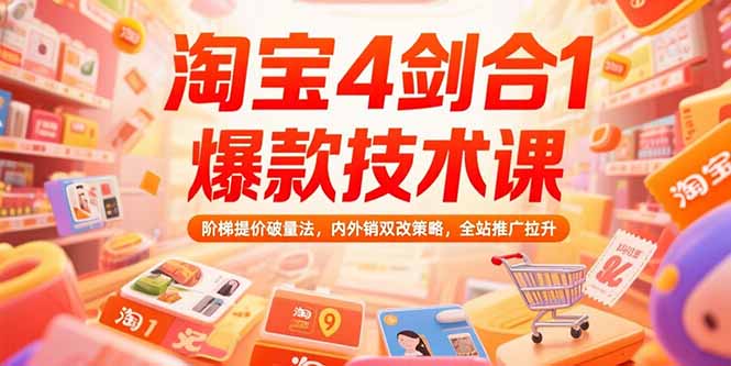 淘宝4剑合1爆款技术课73期：阶梯提价破量法，内外销双改策略 全站推广拉升-悟思笔记，一个低调的学习营。