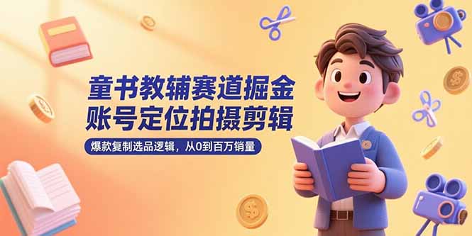 童书教辅赛道掘金，账号定位拍摄剪辑，爆款复制选品逻辑，从0到百万销量-悟思笔记，一个低调的学习营。