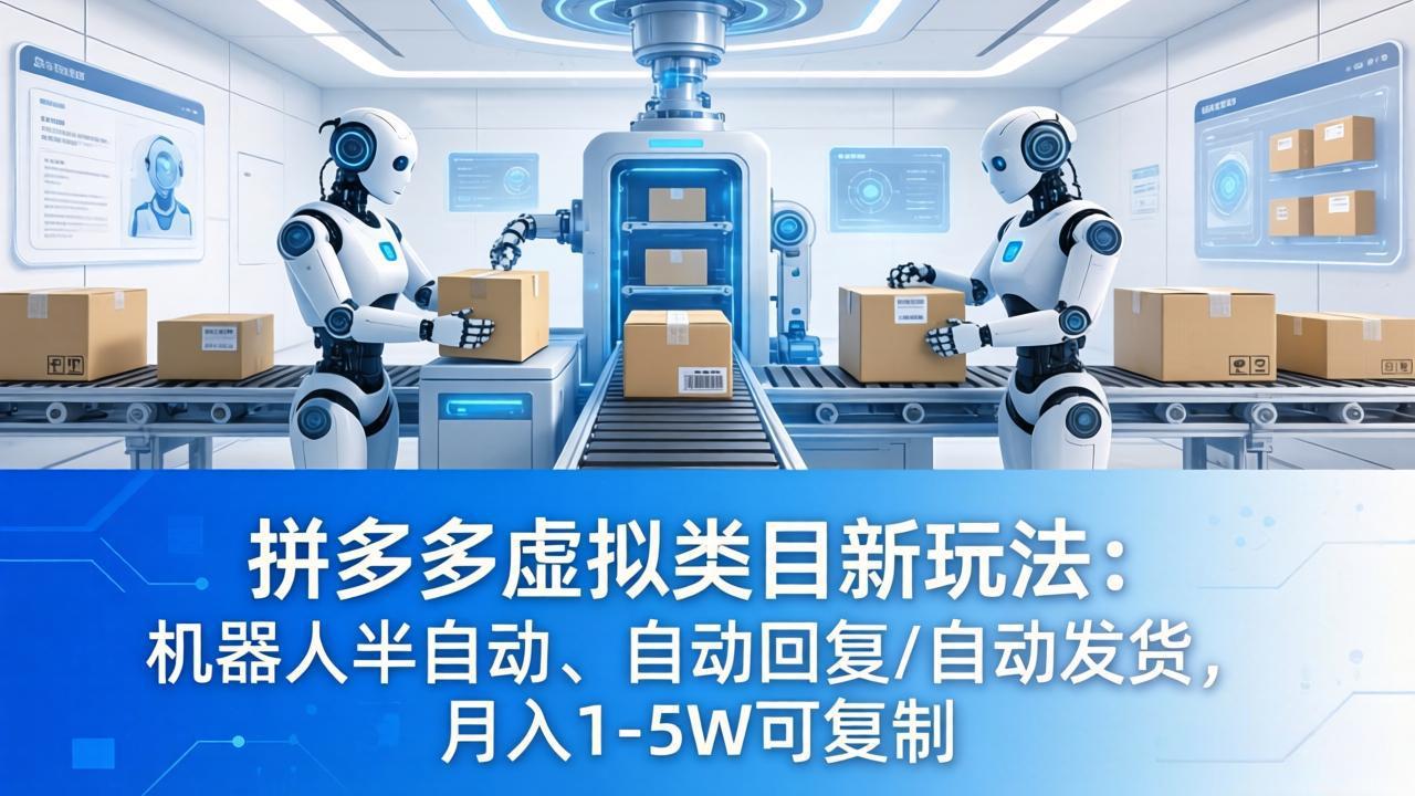 拼多多虚拟类目新玩法：机器人半自动、自动回复 /自动发货，月入 1-5W 可复制-悟思笔记，一个低调的学习营。