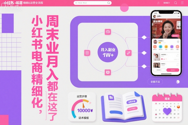 小红书电商精细化运营全流程，周末副业月入1W+，全套方法都在这了-悟思笔记，一个低调的学习营。