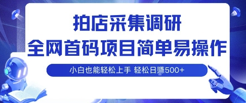 拍店采集调研，全网首码项目，简单易操作， 小白也能轻松上手，多账号操作，轻松日入5张【揭秘】-悟思笔记，一个低调的学习营。