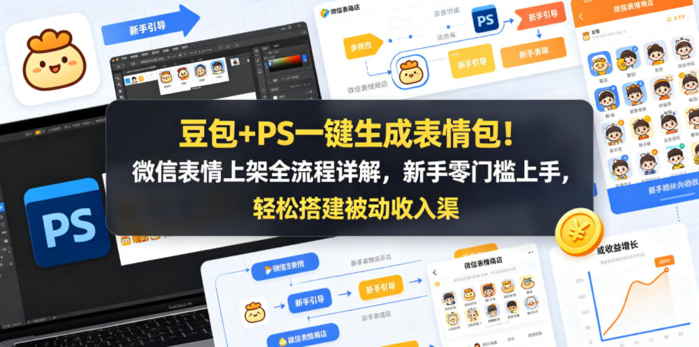 豆包+PS一键生成表情包！微信表情上架全流程详解，新手零门槛上手，轻松搭建被动收入渠道-悟思笔记，一个低调的学习营。