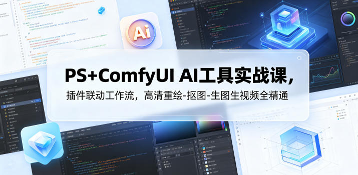 PS+ComfyUI AI工具实战课，插件联动工作流，高清重绘-抠图-生图生视频全精通-悟思笔记，一个低调的学习营。