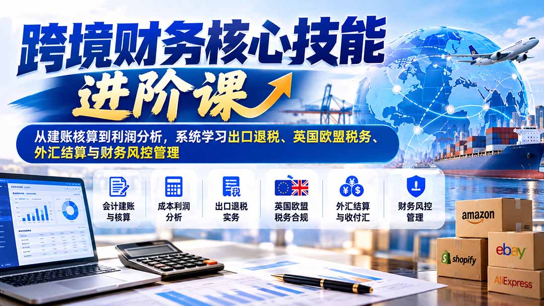 跨境财务核心技能进阶课：从建账核算到利润分析，系统学习出口退税、英国欧盟税务、外汇结算与财务风控管理-悟思笔记，一个低调的学习营。
