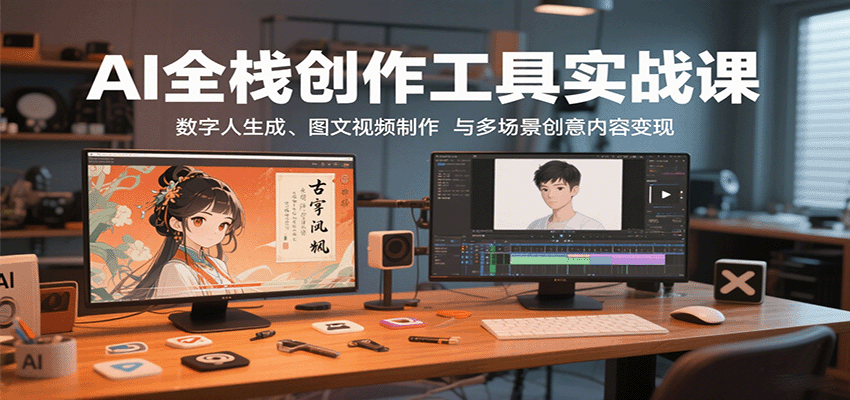 AI全栈创作工具实战课：数字人生成、图文视频制作与多场景创意内容变现-悟思笔记，一个低调的学习营。