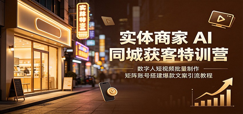 实体商家AI同城获客特训营：数字人短视频批量制作，矩阵账号搭建爆款文案引流教程-悟思笔记，一个低调的学习营。