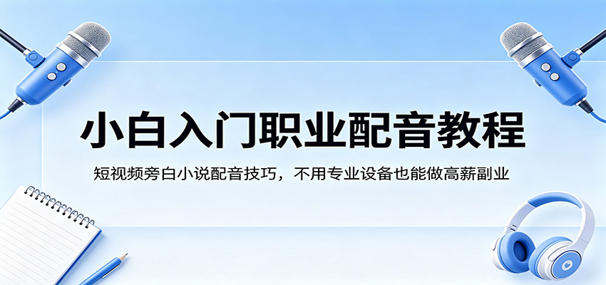 小白入门职业配音教程，短视频旁白小说配音技巧，不用专业设备也能做高薪副业-悟思笔记，一个低调的学习营。