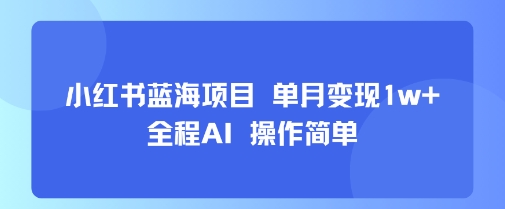 小红书蓝海项目 单月变现1w+ 全程AI 操作简单-悟思笔记，一个低调的学习营。