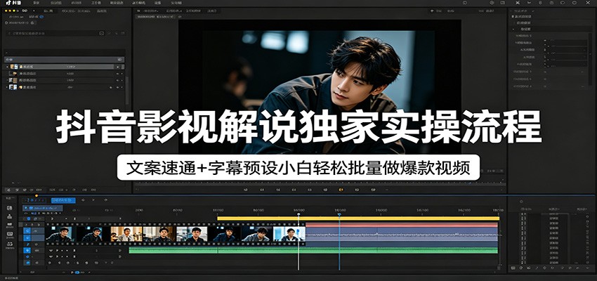 抖音影视解说独家实操流程，文案速通+字幕预设小白轻松批量做爆款视频-悟思笔记，一个低调的学习营。