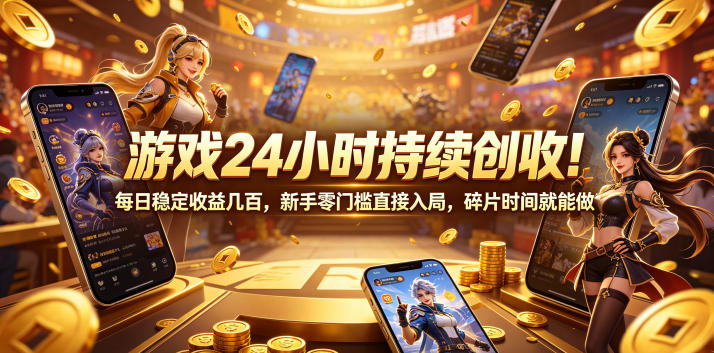 游戏24小时持续创收！每日稳定收益几百，新手零门槛直接入局，碎片时间就能做【揭秘】-悟思笔记，一个低调的学习营。