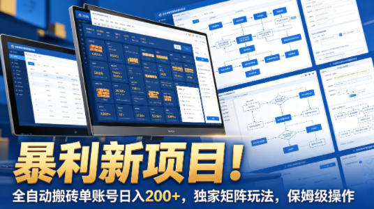 暴利新项目！全自动搬砖单账号日入200+，独家矩阵玩法，保姆级操作【揭秘】-悟思笔记，一个低调的学习营。