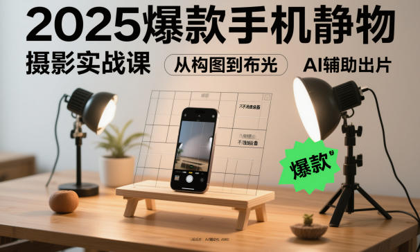 2025爆款手机静物摄影实战课，从构图到布光，不用贵设备，AI辅助出片-悟思笔记，一个低调的学习营。