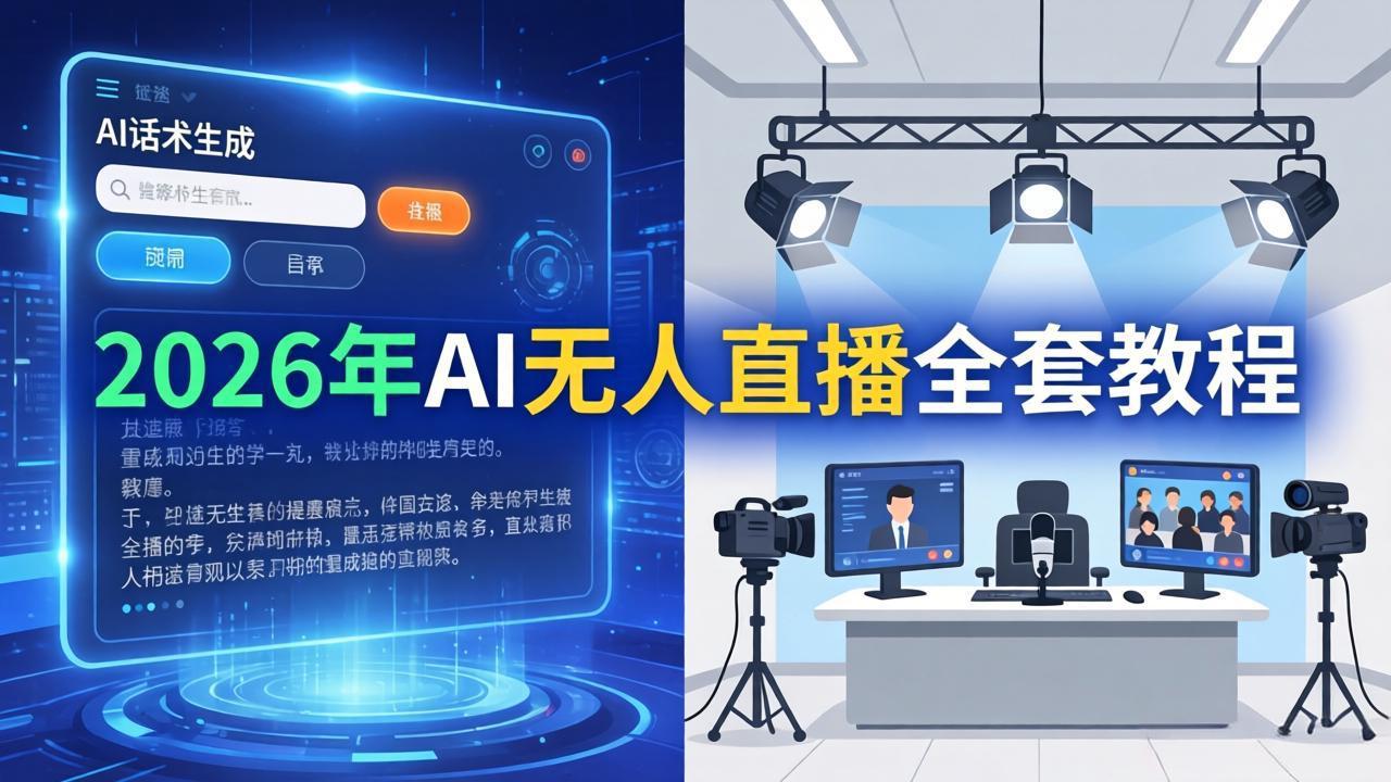 2026年AI无人直播全套教程：OBS安装+软件配置+直播间搭建+话术生成+一键开播实操-悟思笔记，一个低调的学习营。