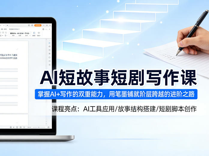 AI短故事短剧写作课，掌握AI+写作的双重能力，用笔墨铺就阶层跨越的进阶之路-悟思笔记，一个低调的学习营。