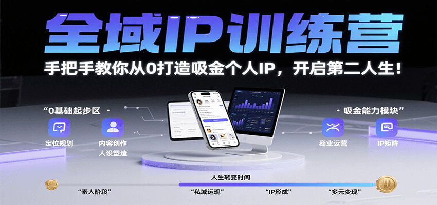 全域IP训练营，手把手教你从0打造吸金个人IP，开启第二人生！-悟思笔记，一个低调的学习营。