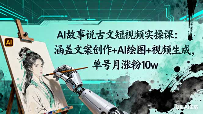AI故事说古文短视频实操课：涵盖文案创作+AI绘图+视频生成，单号月涨粉10w-悟思笔记，一个低调的学习营。
