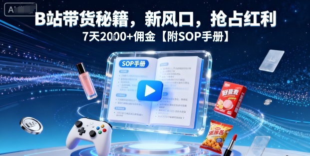 B站带货秘籍，新风口，抢占红利，7天2k+佣金【附SOP手册】-悟思笔记，一个低调的学习营。