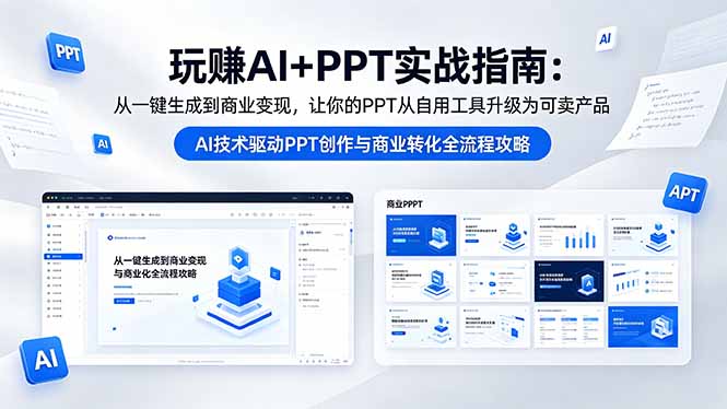 玩赚AI+PPT实战指南-更新5月13：从一键生成到商业变现，让你的PPT从自用工具升级为可卖产品-悟思笔记，一个低调的学习营。