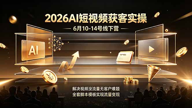 2026AI短视频获客实操6月10-14号线下营，解决视频没流量无客户难题，全套脚本模板实现流量变现-悟思笔记，一个低调的学习营。