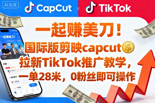 一起賺美刀！国际版剪映capcut拉新TikTok推广教学，一单28米，0粉丝即可操作(附推广入口和教学)-悟思笔记，一个低调的学习营。