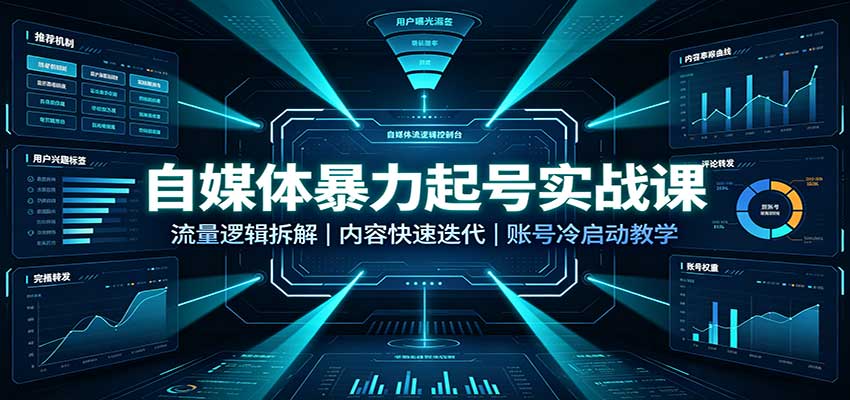 自媒体暴力起号实战课：流量逻辑拆解，内容快速迭代，账号冷启动教学-悟思笔记，一个低调的学习营。