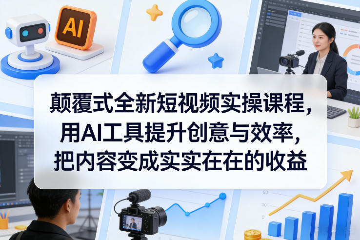 颠覆式全新短视频实操课程，用AI工具提升创意与效率，把内容变成实实在在的收益-悟思笔记，一个低调的学习营。