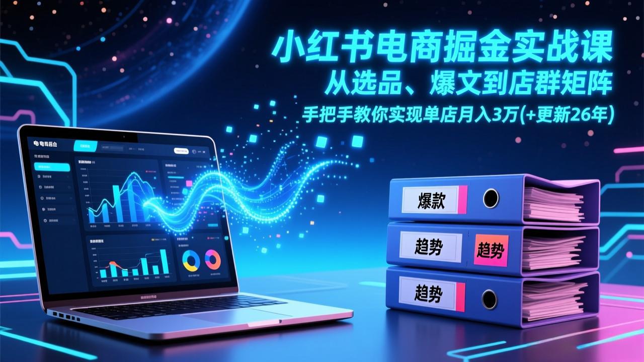 小红书电商掘金实战课，从选品、爆文到店群矩阵，手把手教你实现单店月入3万+(更新26年-悟思笔记，一个低调的学习营。