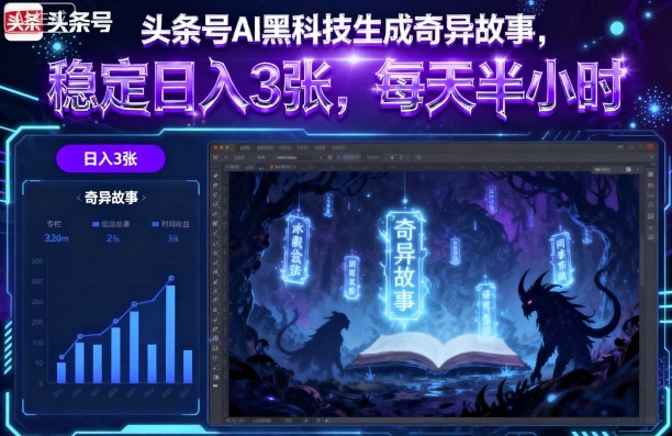头条号AI黑科技生成奇异故事，稳定日入3张，每天半小时-悟思笔记，一个低调的学习营。