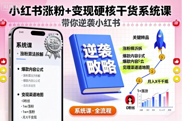 小红书涨粉+变现硬核干货系统课，带你逆袭小红书-悟思笔记，一个低调的学习营。