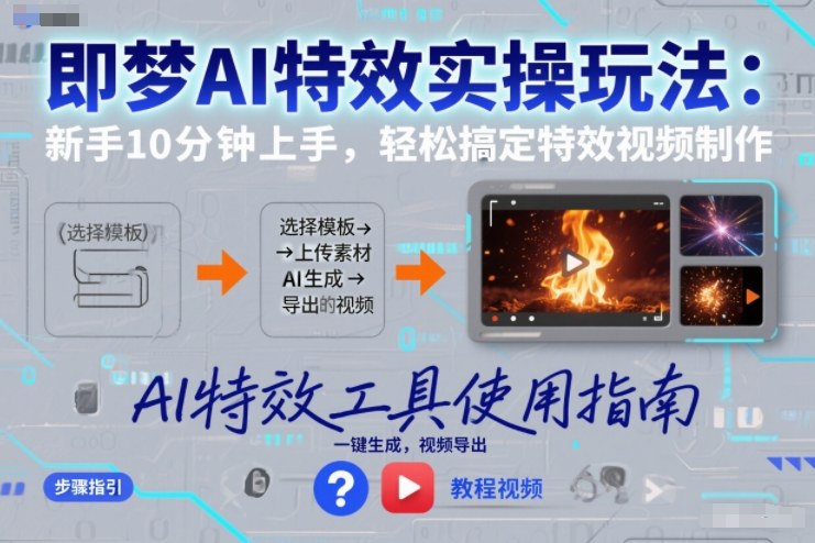 即梦AI特效实操玩法：新手10分钟上手，轻松搞定特效视频制作-悟思笔记，一个低调的学习营。